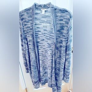 Women's Blue Open-Front Sweater